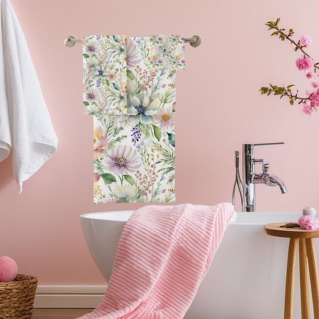 Conjunto De Toalhas Lindo padrão floral pastel (Criador carregado)