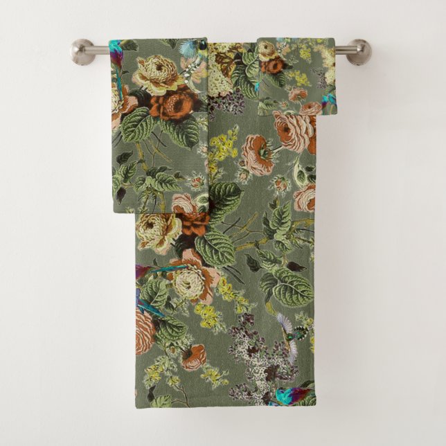 Conjunto De Toalhas Lindo pássaro exótico, pântano verde (Insitu)