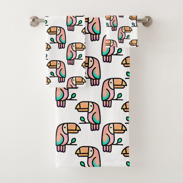 Conjunto De Toalhas lindo presente de tucano tropical para crianças  (Insitu)