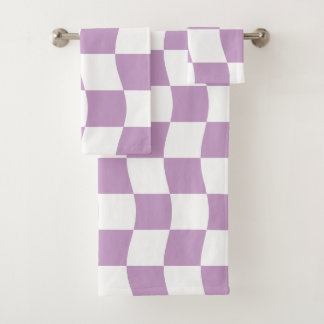 Conjunto De Toalhas Lindo Tabuleiro de Xadrez Roxo Pastel Branco Femin