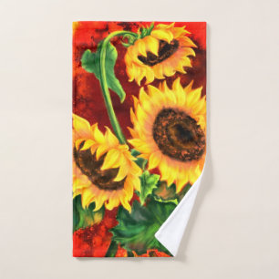 Conjunto De Toalhas Lindos Três Girassóis - Pintura