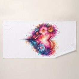 Conjunto De Toalhas Linge de bain cœur artistique coloré