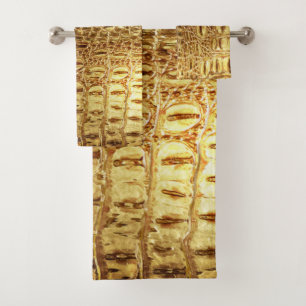 Conjunto De Toalhas Linguador Dourado brilhante crocodilo