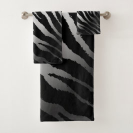 Conjunto De Toalhas Linha Negra de Prata Zebra Moderna do Luxury