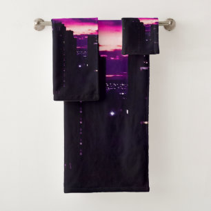 Conjunto De Toalhas Linha NYC Roxo