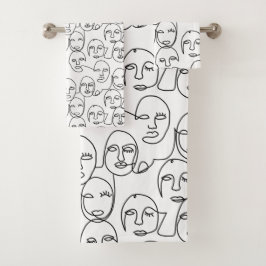 Conjunto De Toalhas Linhas Abstrato modernas enfrentam arte contínua d