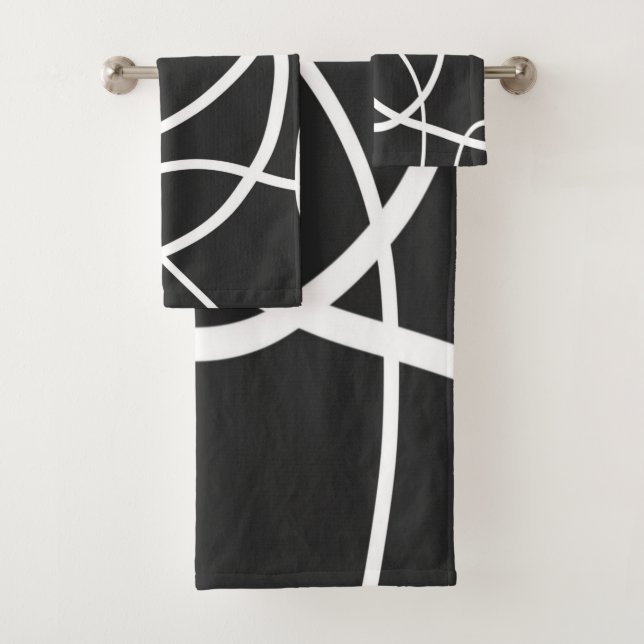 Conjunto De Toalhas Linhas brancas contra fundo preto (Insitu)