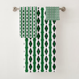 Conjunto De Toalhas Linhas brancas verdes, pretas, tipo Fita