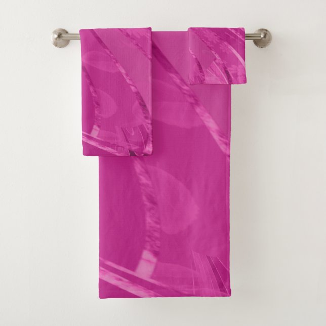 Conjunto De Toalhas Linhas curvas de seda abstrato a rosa (Insitu)