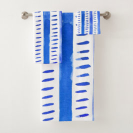 Conjunto De Toalhas Linhas de aquarela abstrato - tapete azul