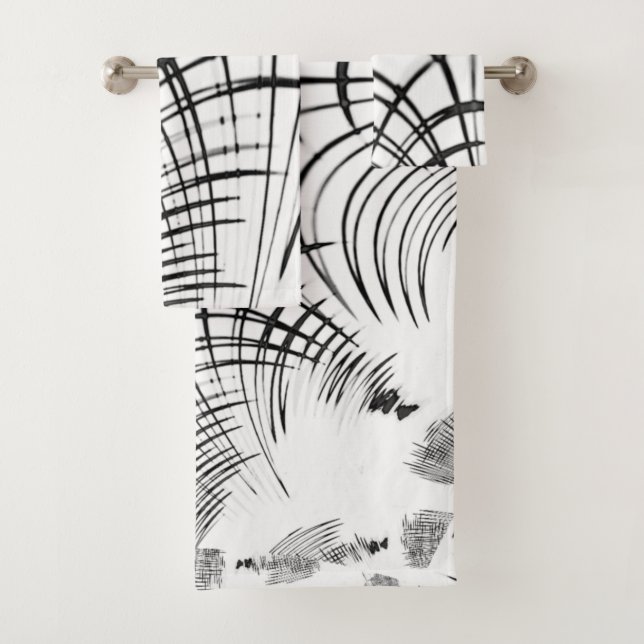Conjunto De Toalhas Linhas de cinza cruzadas nos lembram desenhos de g (Insitu)
