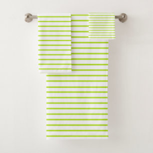 Conjunto De Toalhas Linhas de verde limão brancas