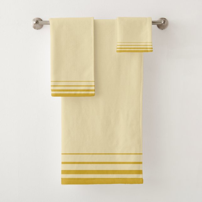 Conjunto De Toalhas Linhas Douradas Elegantes e Modernas em Bege Champ (Insitu)