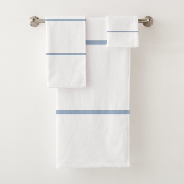Conjunto De Toalhas Linhas Geométricas Azuis Brancas (Insitu)