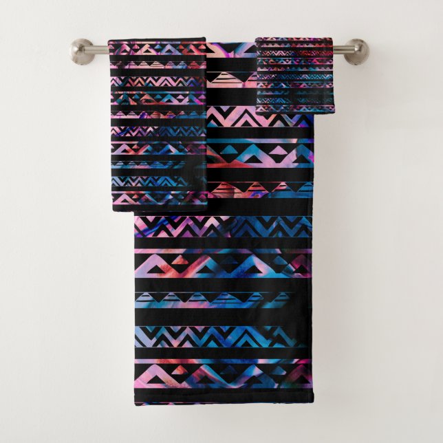 Conjunto De Toalhas Linhas geométricas ouro tribal na pintura abstrata (Insitu)