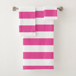 Conjunto De Toalhas Linhas Horizontais Rosa