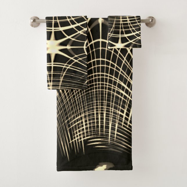 Conjunto De Toalhas Linhas Khaki que se repetem em onda e cruzam (Insitu)