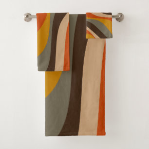 Conjunto De Toalhas Linhas onduladas de Abstrato do outono moderno em
