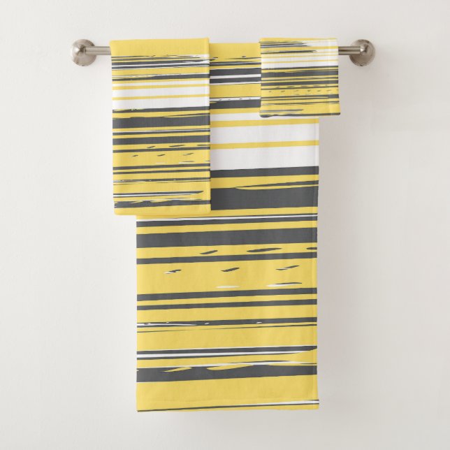 Conjunto De Toalhas Linhas pintadas à mão - amarelas (Insitu)