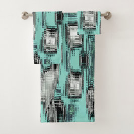 Conjunto De Toalhas Linhas pixelizadas cruzadas formando quadrados abs