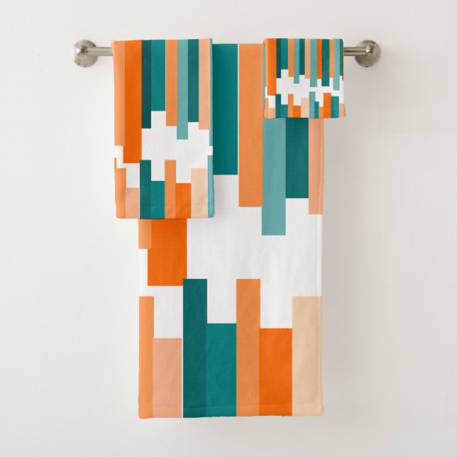 Conjunto De Toalhas Linhas revestidas - Teal e Laranja  (Insitu)