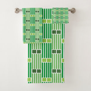 Conjunto De Toalhas Linhas verdes e caixas
