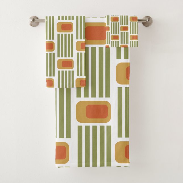 Conjunto De Toalhas Linhas verdes e caixas (Insitu)