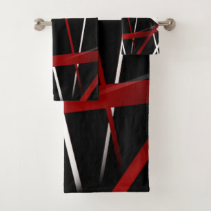 Conjunto De Toalhas Linhas vermelhas de Criss e brancas transversais