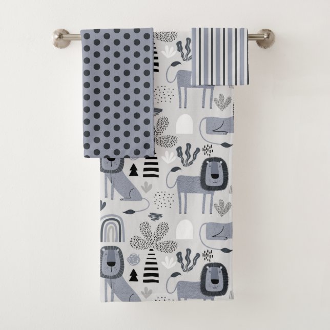 Conjunto De Toalhas Lion Jungle King Towel (Insitu)