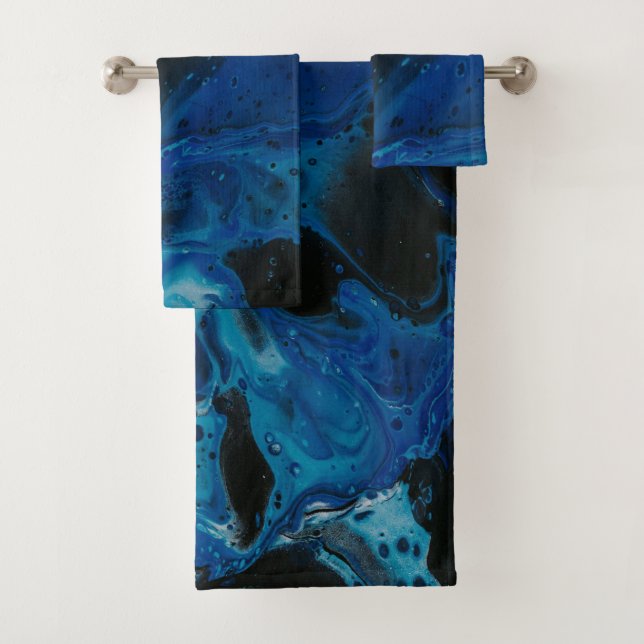 Conjunto De Toalhas Líquido psicodélico azul escuro (Insitu)