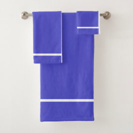 Conjunto De Toalhas Listra Azul e Branco Adicionar um Nome Poli Algodã
