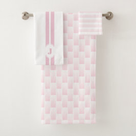 Conjunto De Toalhas Listra Checkered branca cor-de-rosa de Ombre do