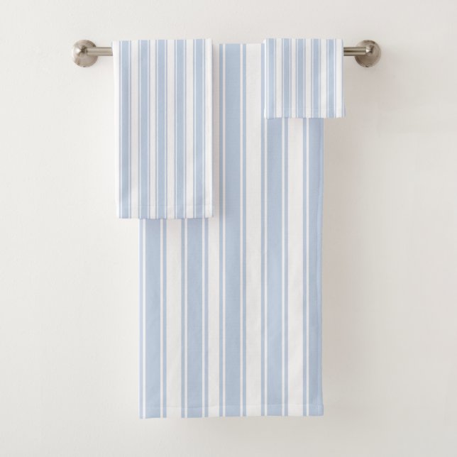 Conjunto De Toalhas Listra de Ticking Azul e Branco Suave (Insitu)
