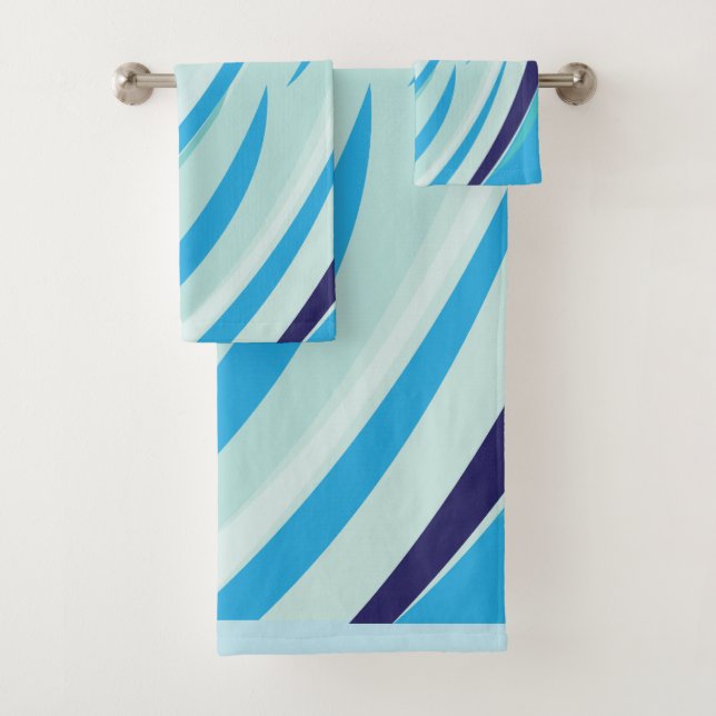 Conjunto De Toalhas Listra Diagonal Azul (Insitu)