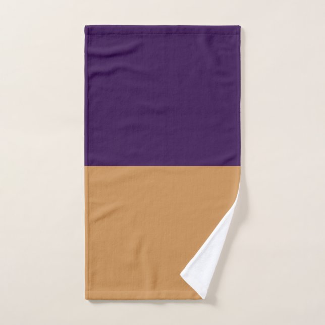 Conjunto De Toalhas Listra Dourada e Roxa Real (Toalha de mão)
