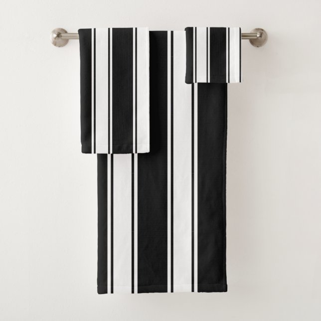Conjunto De Toalhas Listra Preta E Branca  (Insitu)