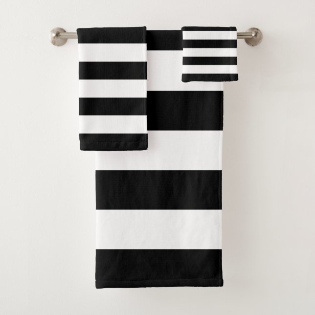 Conjunto De Toalhas Listra Preta e Branca Moderna (Insitu)