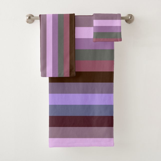 Conjunto De Toalhas Listra Romântica Malva e Marrom Malva & Marrom (Insitu)