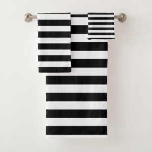 Conjunto De Toalhas Listrado preto e branco moderno