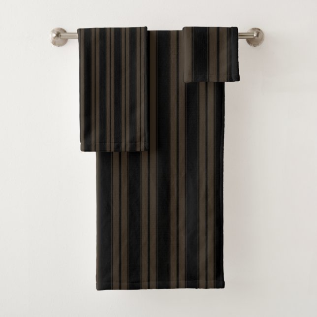 Conjunto De Toalhas Listrado preto e marrom (Insitu)