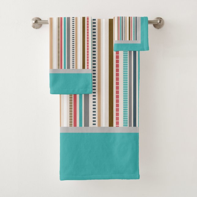 Conjunto De Toalhas Listrado Retro (Insitu)