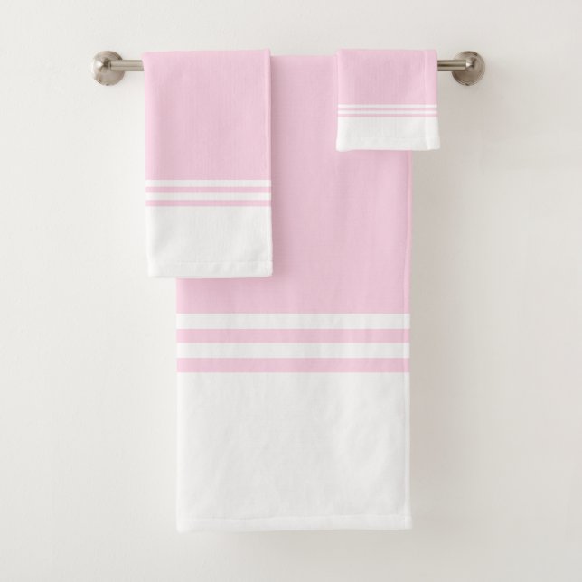 Conjunto De Toalhas Listrado simples do rosa e o branco (Insitu)