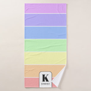 Conjunto De Toalhas Listras Arco-Íris Pastel Personalizadas Modernas C