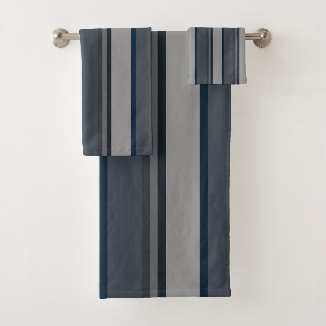 Conjunto De Toalhas Listras azuis e cinzas (Insitu)