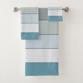 Conjunto De Toalhas Listras Azuis e Cinzas em Papel Aquarela