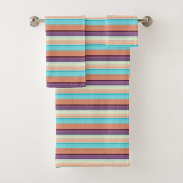 Conjunto De Toalhas Listras azuis marrons fofas  (Insitu)