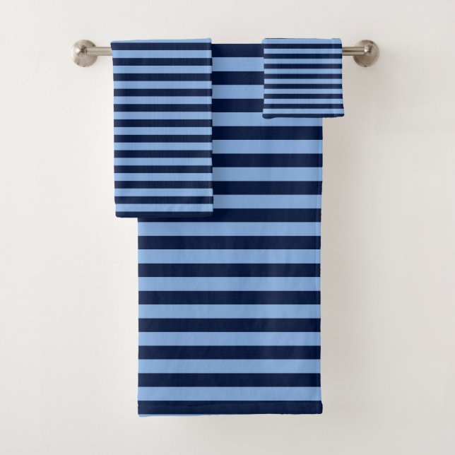 Conjunto De Toalhas Listras Azuis sobre Azul (Insitu)