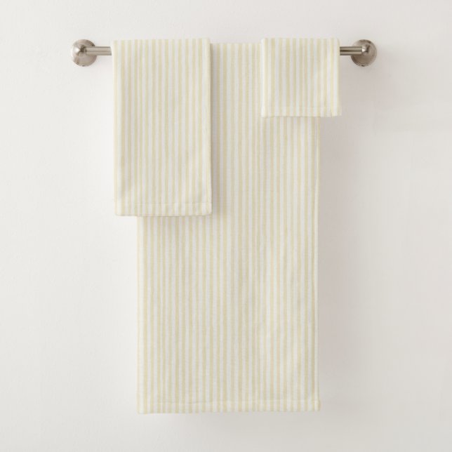 Conjunto De Toalhas Listras Brancas Amarelas (Insitu)