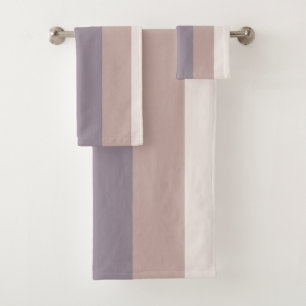 Conjunto De Toalhas listras brancas, cor-de-rosa, roxas