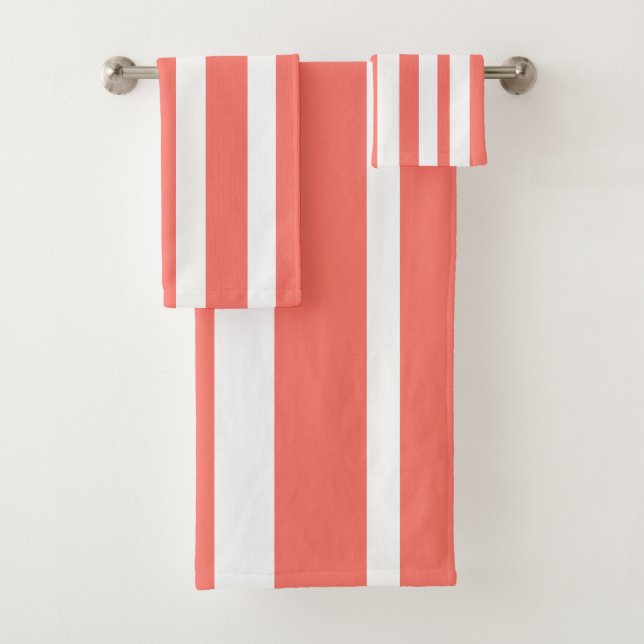 Conjunto De Toalhas Listras Brancas de Coral de Verão (Insitu)